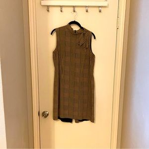 Brown and tan dress with herringbone pattern